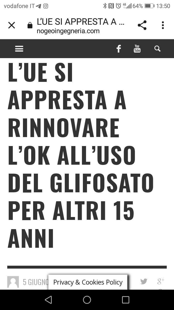 Per l’Agenzia europea delle sostanze chimiche (ECHA), il glifosato non è cancerogeno